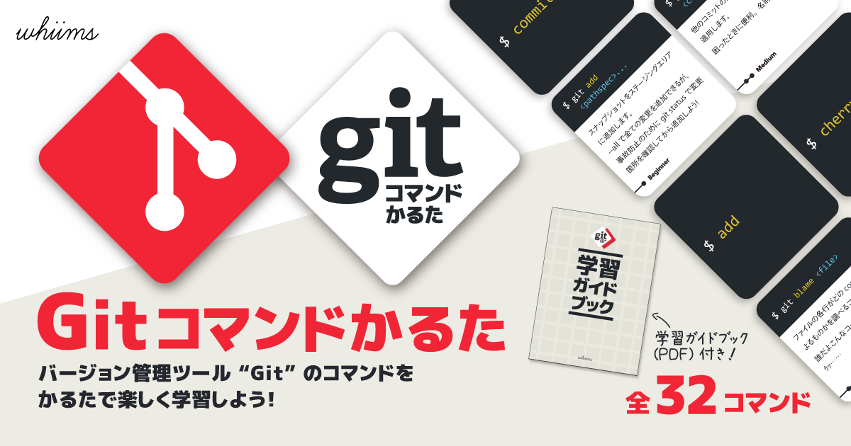 かるた裏面にGitのロゴ、表面に「gitコマンドかるた」の文字